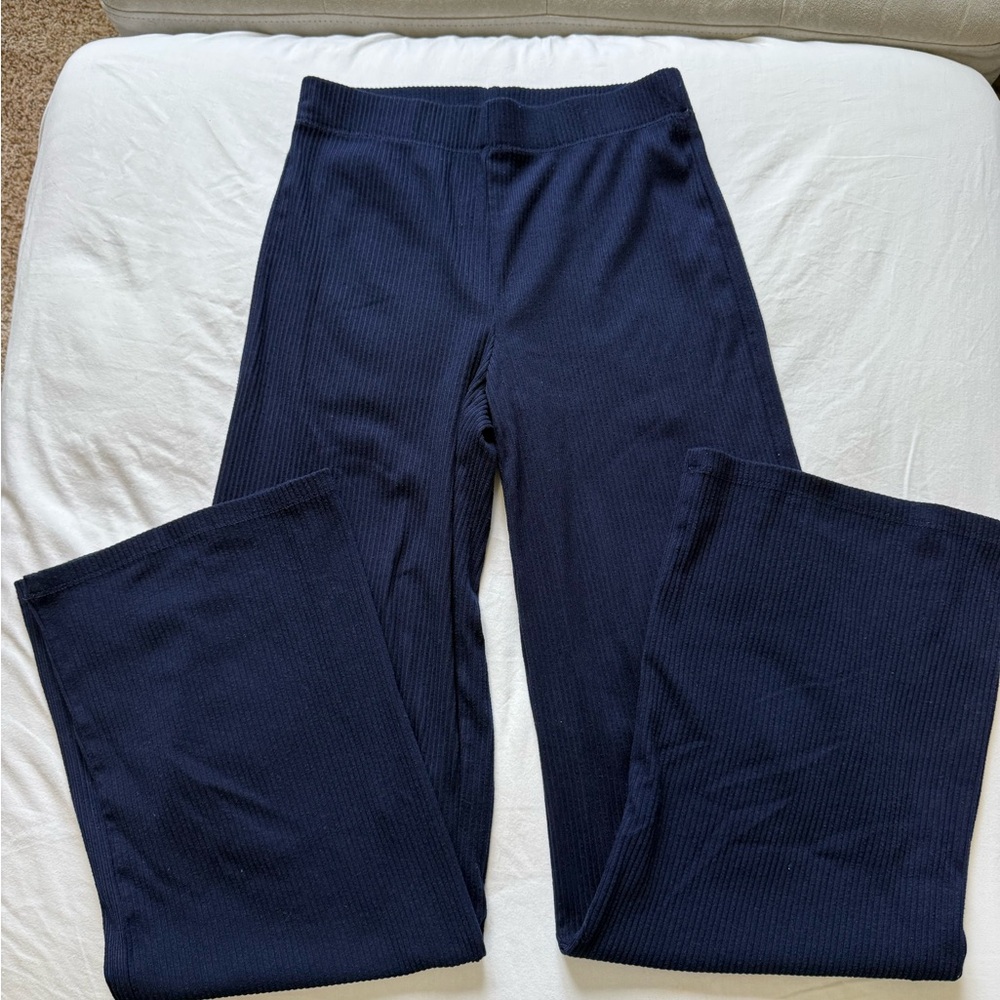 Garage Dark Blue Ribbed Knit Pants